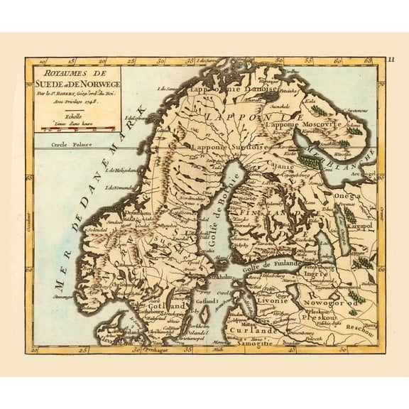 Historic Map - Sweden Norway - Robert 1748 - 27.30 x 23 - Vintage Wall Art