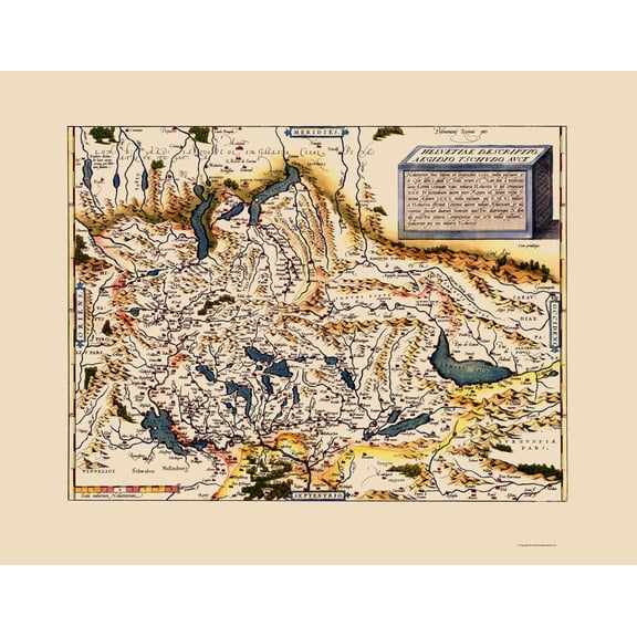 Historic Map - Switzerland - Ortelius 1560 - 23 x 29.64 - Vintage Wall Art