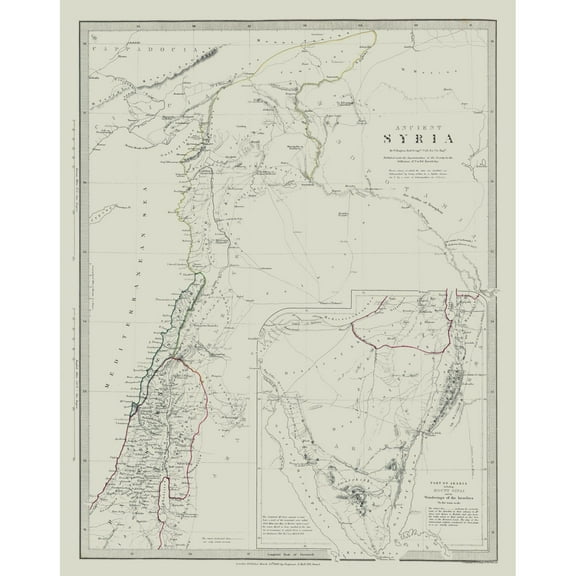 Historic Map - Syria Ancient - Hughes 1830 - 23 x 29.06 - Vintage Wall Art
