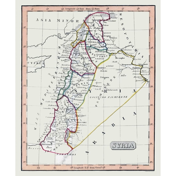 Historic Map - Syria - Fenner 1830 - Vintage Wall Art