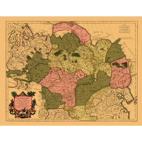 Historic Map - Tartary Siberia - De L'isle 1706 - 29.88 x 23 - Vintage Wall Art