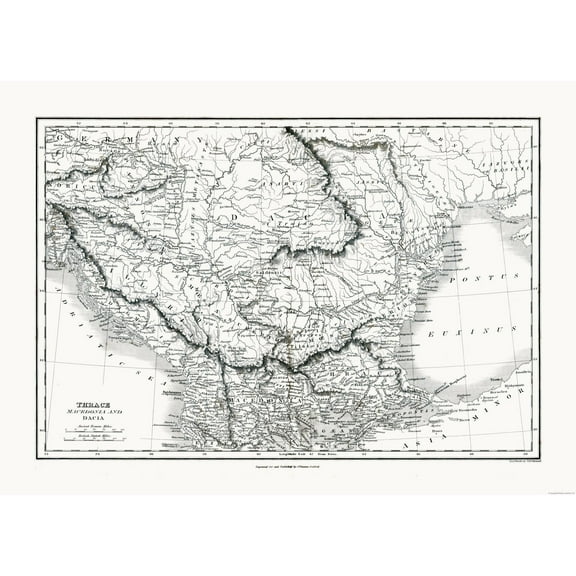 Historic Map - Thrace Dacia Macedonia Greece - Oxford 1828 - 32.03 x 23 - Vintage Wall Art