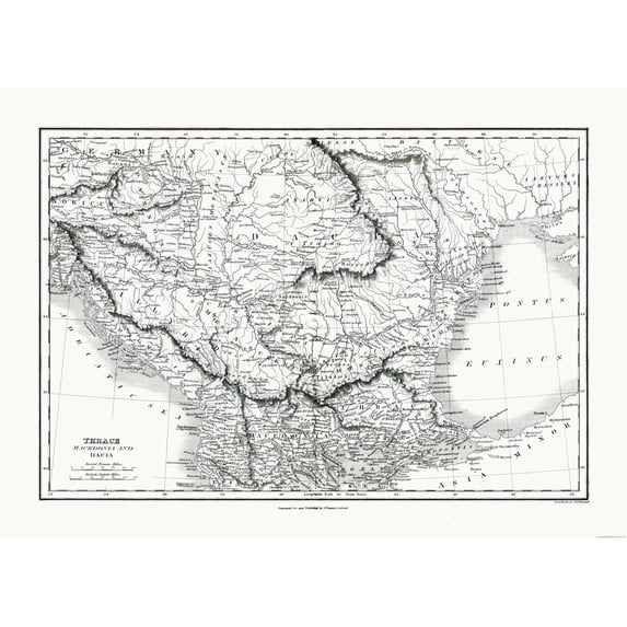 Historic Map - Thrace Dacia Macedonia Greece - Oxford 1828 - Vintage Wall Art