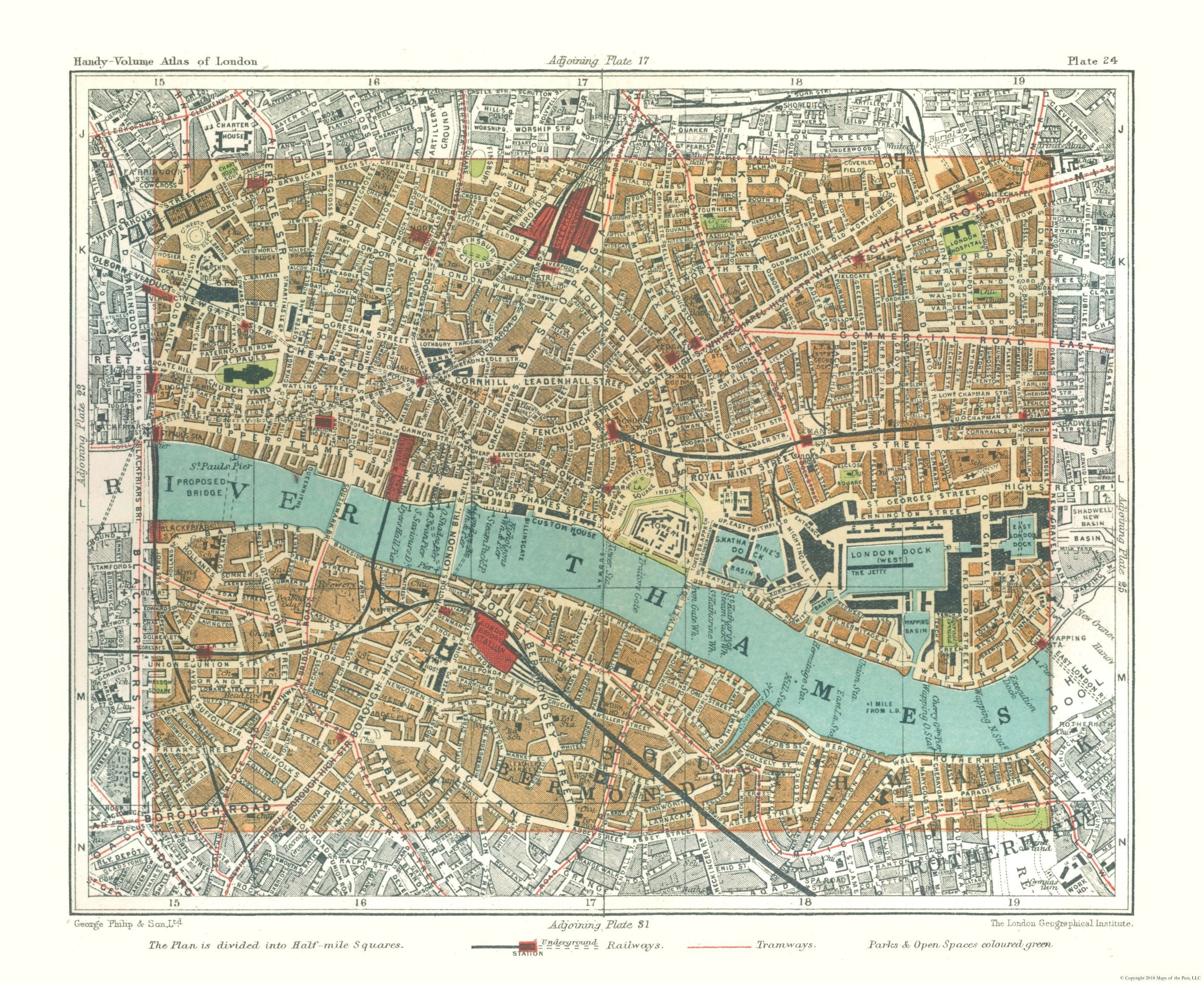 Carte Historique De East Greenwich Londres 1904 - Reproduction Vintage - Format 28.42 X 23 Pouces