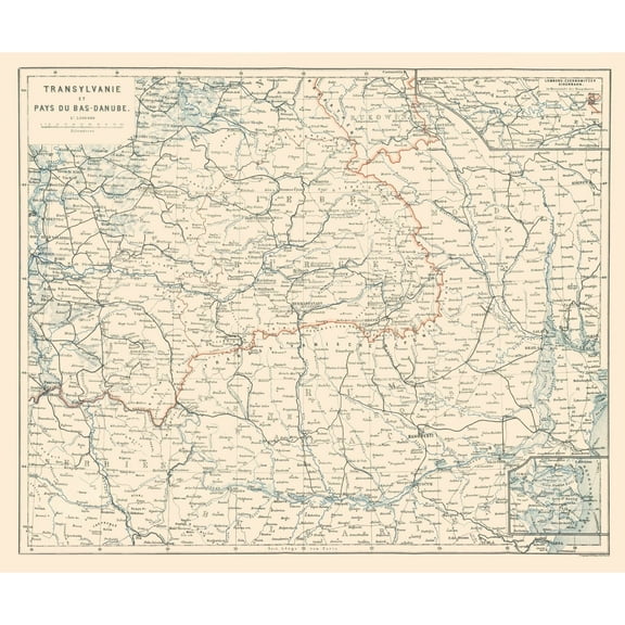 Historic Map - Transylvania - Baedeker 1896 - 27.64 x 23 - Vintage Wall Art
