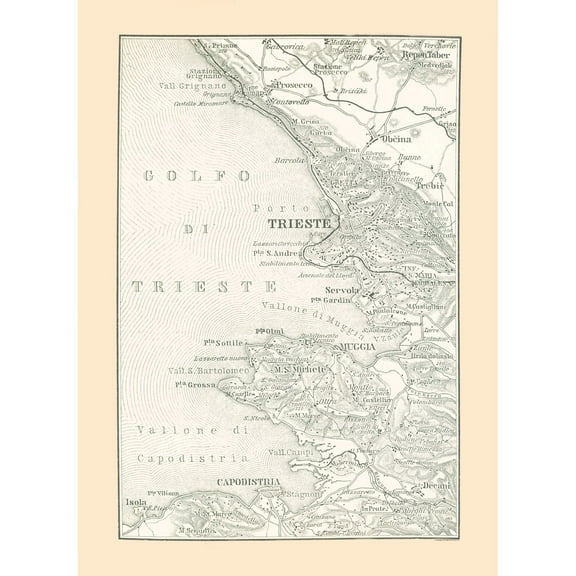 Historic Map - Trieste Italy - Baedeker 1896 - 23 x 31.53 - Vintage Wall Art