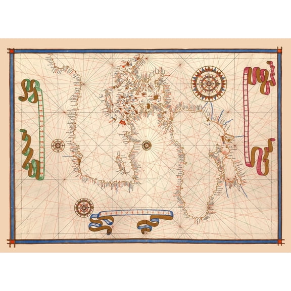 Historic Map - Turkey Greece Mediterranean Ports - Martines 1587 - Vintage Wall Art