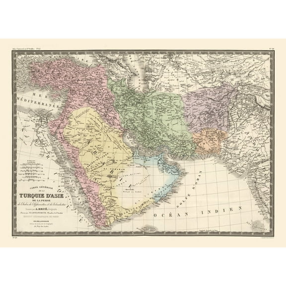 Historic Map - Turkey Persia - Monin 1839 - 31.51 x 23 - Vintage Wall Art