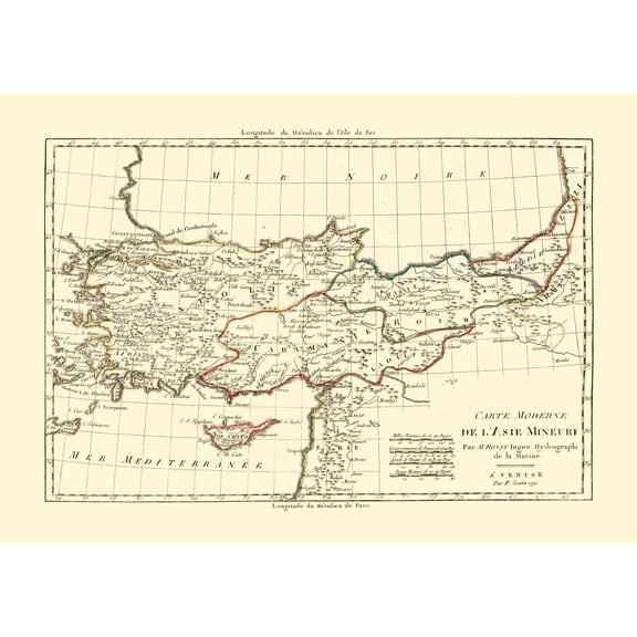 Historic Map - Turkey - Santini 1794 - Vintage Wall Art