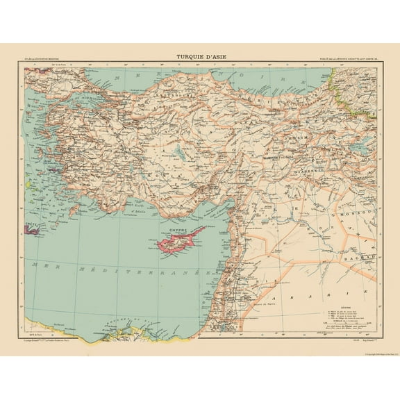 Historic Map - Turkey - Schrader 1908 - 29.34 x 23 - Vintage Wall Art