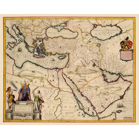 Historic Map - Turkish Empire - Blaeu 1635 - Vintage Wall Art