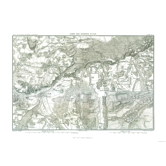Historic Map - Ulm Germany - Thiers 1866 - 32.21 x 23 - Vintage Wall Art