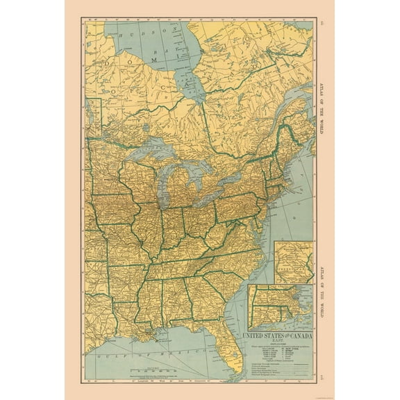 Historic Map - United States Canada East - Hammond 1910 - 23 x 34.02 - Vintage Wall Art