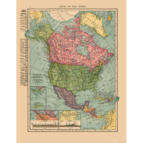 Historic Map - United States Mexico Canada - Hammond 1910 - 23 x 29.91 - Vintage Wall Art