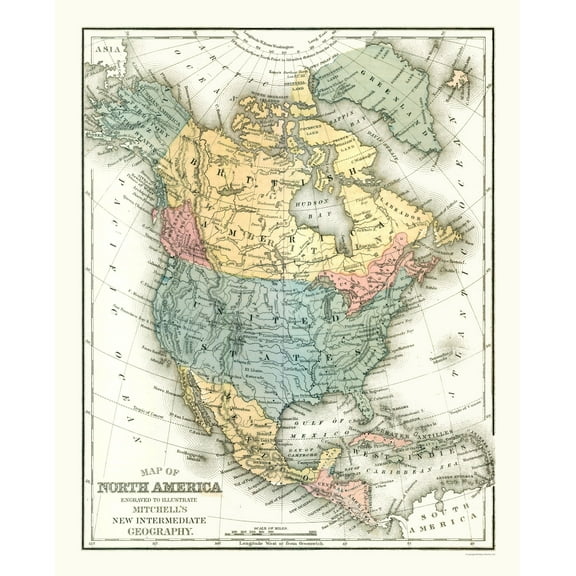Historic Map - United States Mexico Canada - Mitchell 1869 - 23 x 28.45 - Vintage Wall Art