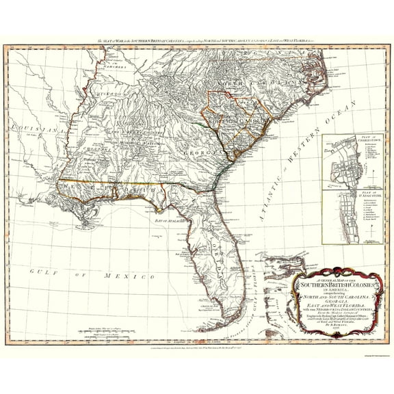 Historic Map - United States Southern British Colonies - Sayer 1776 - 27.94 x 23 - Vintage Wall Art