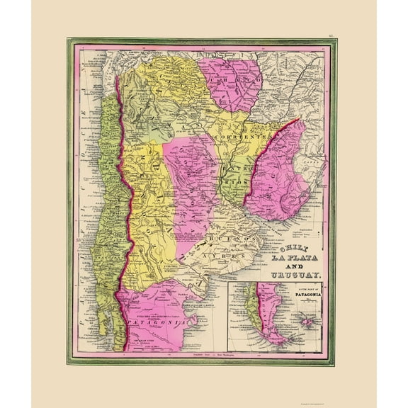Historic Map - Uruguay - Mitchell 1846 - 23 x 27.10 - Vintage Wall Art