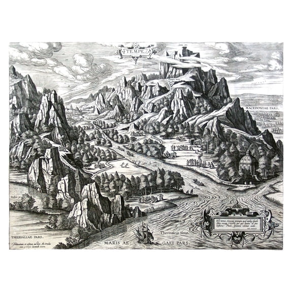 Historic Map - Vale of Tempe Greece - Ortelius 1570 - Vintage Wall Art