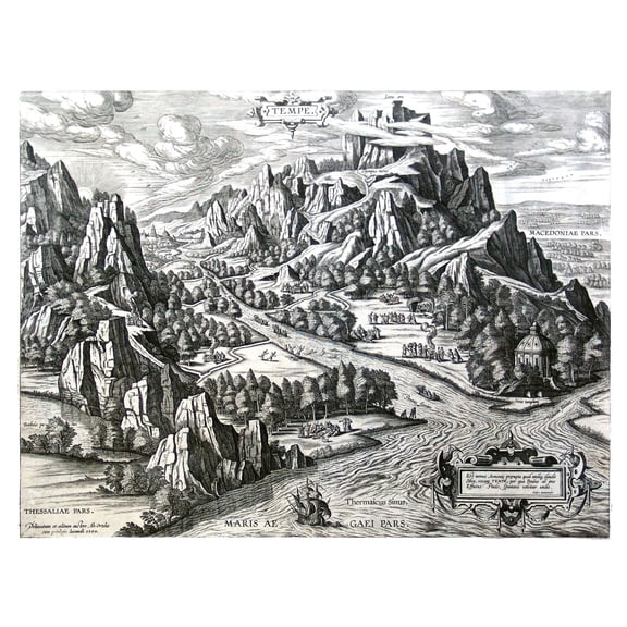 Historic Map - Vale of Tempe Greece - Ortelius 1570 - Vintage Wall Art