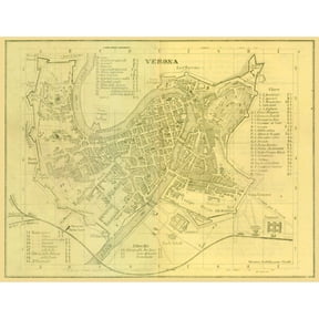 Historic Map - Verona Italy - Muggiani 1865 - Vintage Wall Art