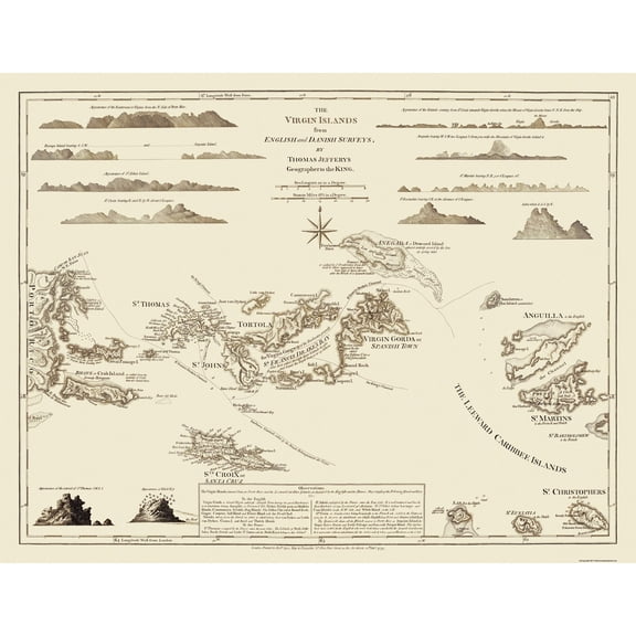 Historic Map - Virgin Islands United States - Jefferys 1775 - Vintage Wall Art