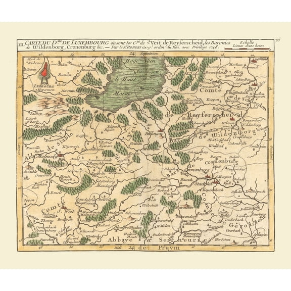Historic Map - Wallonia Belgium Rhine Westphalia Germany - Robert 1748 - 27.06 x 23 - Vintage Wall Art