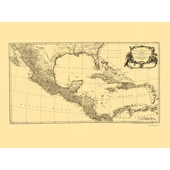 Historic Map - West Indies - Jefferys 1760 - 23 x 30 - Vintage Wall Art