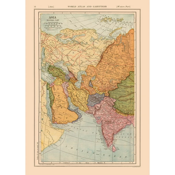 Historic Map - Western Asia - Reynold 1921 - 23 x 32.40 - Vintage Wall Art