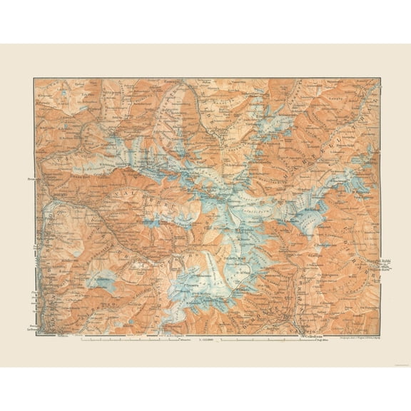 Historic Map - Western Austria Region - Baedeker 1910 - 29.20 x 23 - Vintage Wall Art