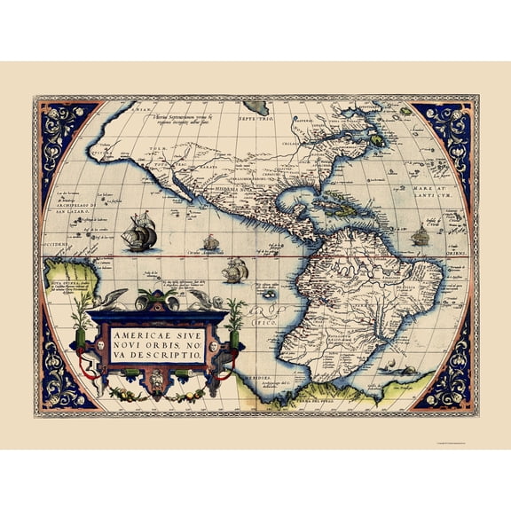 Historic Map - Western Hemisphere - Ortelius 1572 - 23 x 30.19 - Vintage Wall Art