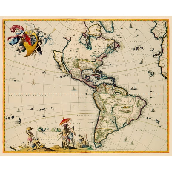 Historic Map - Western Hemisphere - Visscher 1681 - 23 x 28.13 - Vintage Wall Art