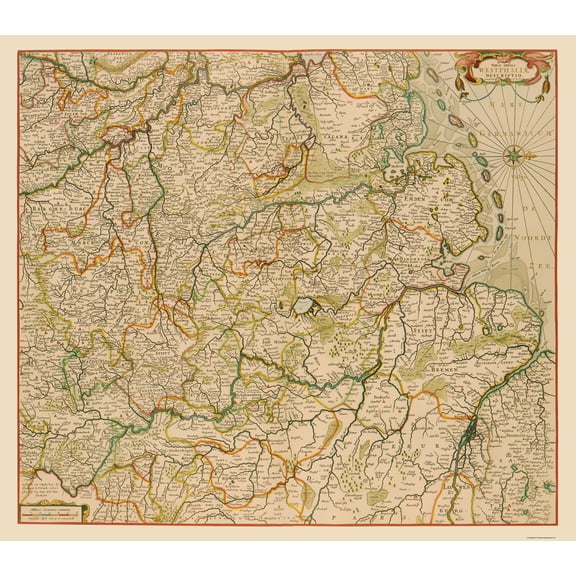 Historic Map - Westphalia Region Germany - De Wit 1688 - 23 x 26.16 - Vintage Wall Art