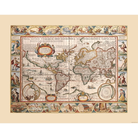 Historic Map - World - Blaeu - Vintage Wall Art