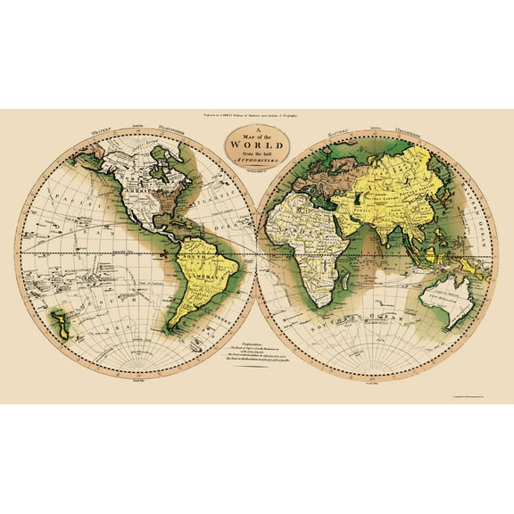 Historic Map - World - Carey 1795 - 23 x 39.99 - Vintage Wall Art