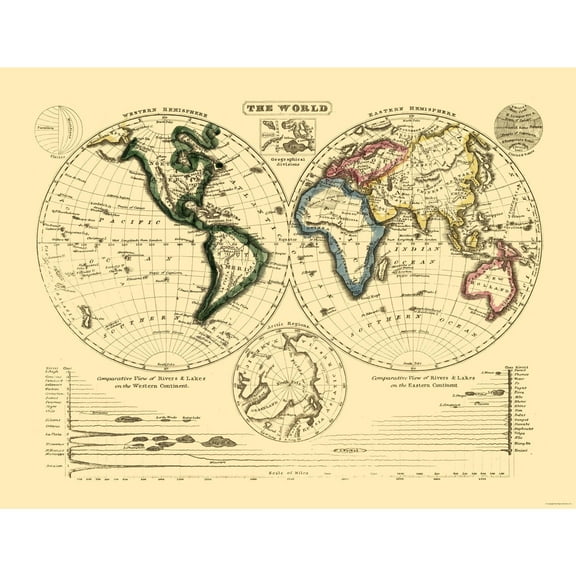 Historic Map - World Geographical Divisions - 30.02 x 23 - Vintage Wall Art
