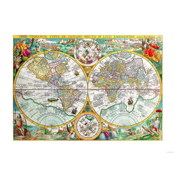 Historic Map - World - Plancio 1594 - Vintage Wall Art