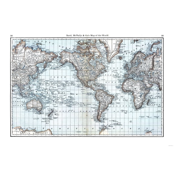 Historic Map - World - Rand McNally - Vintage Wall Art