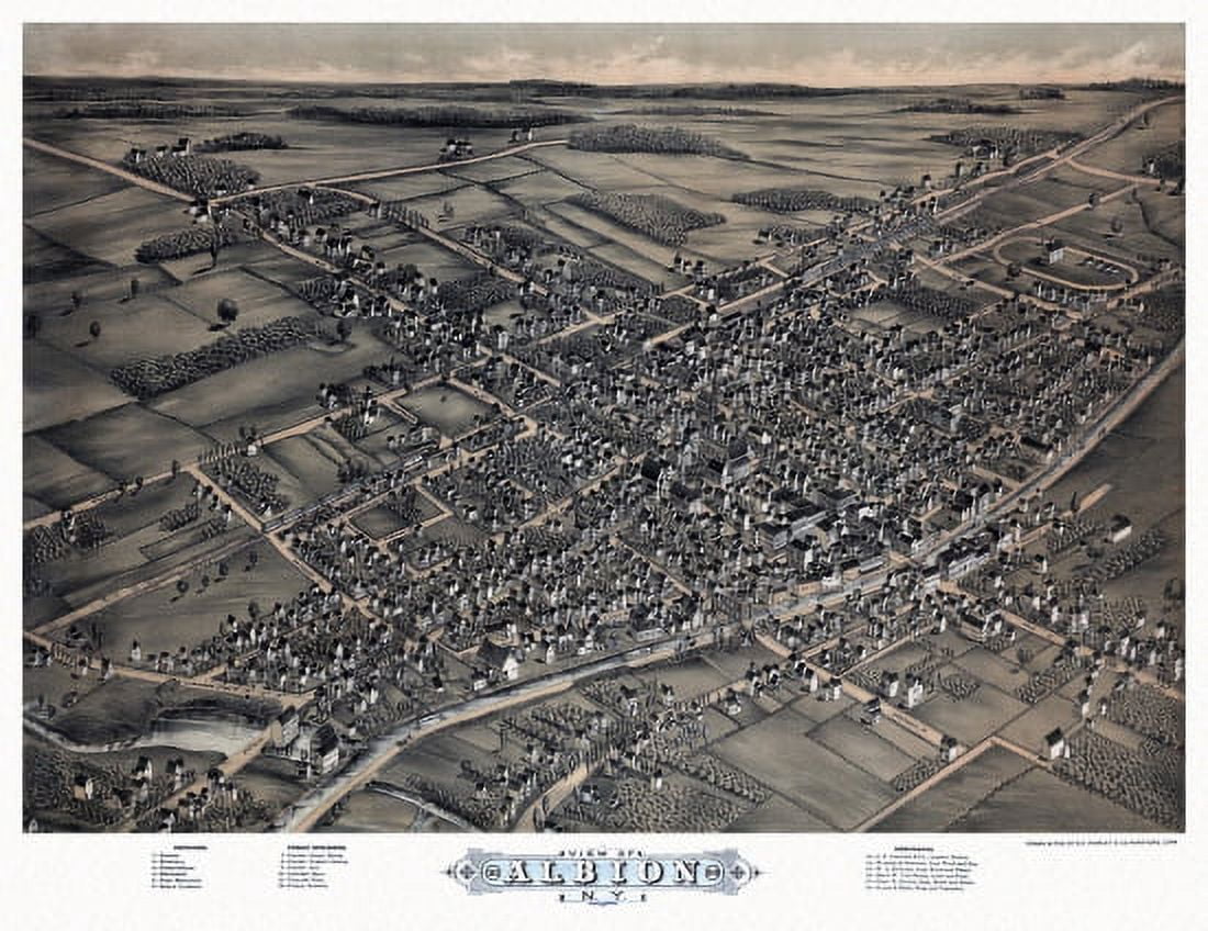 Historic Map of Albion New York 1880 Oswego County Canvas Art - (36 x 54)