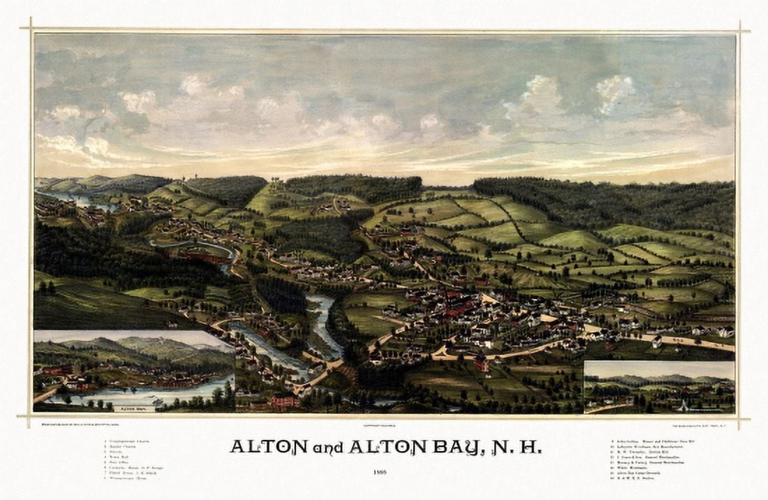 Historic Map of Alton New Hampshire 1888 Belknap County Canvas Art -  (18 x 24)