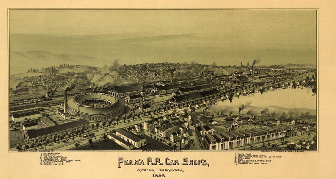 Historic Map of Altoona Pennsylvania 1895 Blair County Canvas Art - (18 x 24)