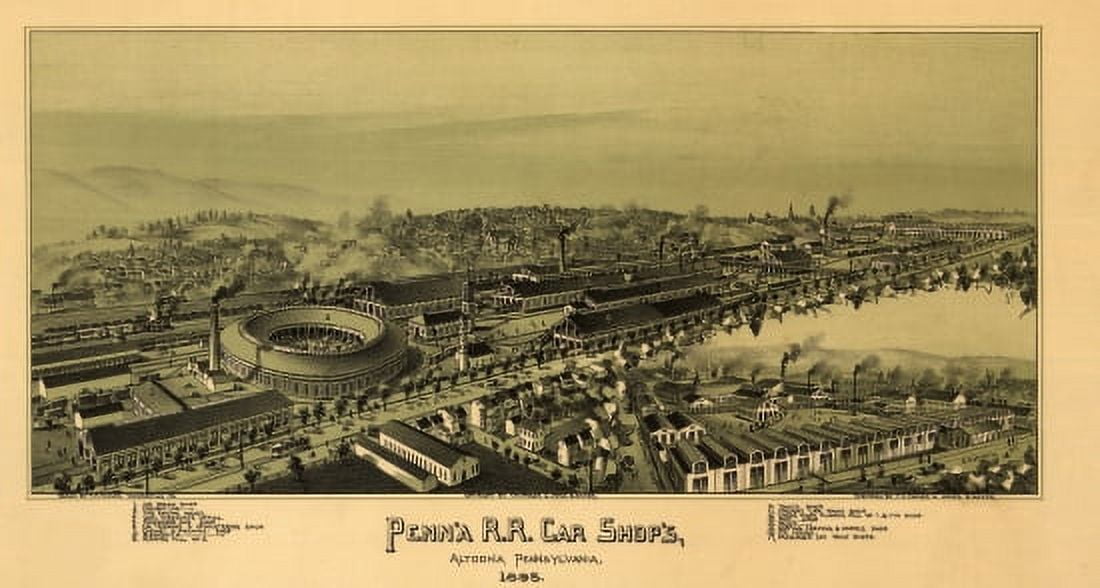 Historic Map of Altoona Pennsylvania 1895 Blair County Canvas Art - (36 x 54)