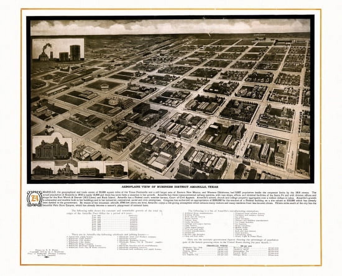 Historic Map of Amarillo Texas 1912 Potter County Canvas Art - (24 x 36)