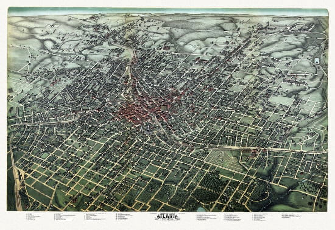 Historic Map of Atlanta Georgia 1892 Fulton County Canvas Art - (24 x 36)