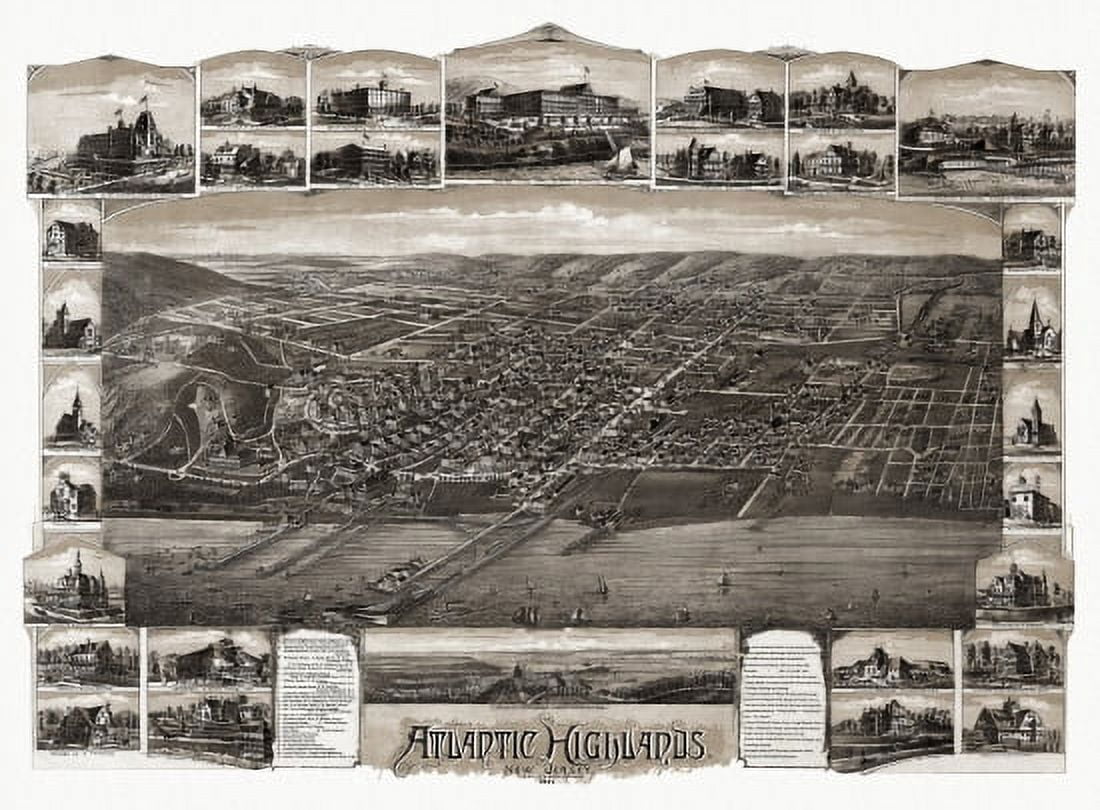 Historic Map of Atlantic Highlands New Jersey 1894 Monmouth County Canvas Art - (24 x 36)