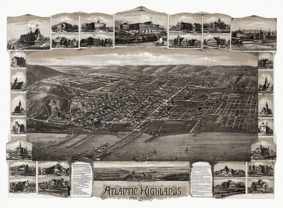 Historic Map of Atlantic Highlands New Jersey 1894 Monmouth County Canvas Art -  (36 x 54)