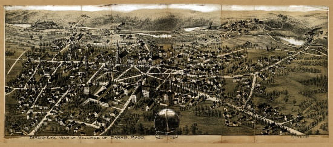Historic Map of Barre Massachusetts 1890 Worcester County Canvas Art - (18 x 24)