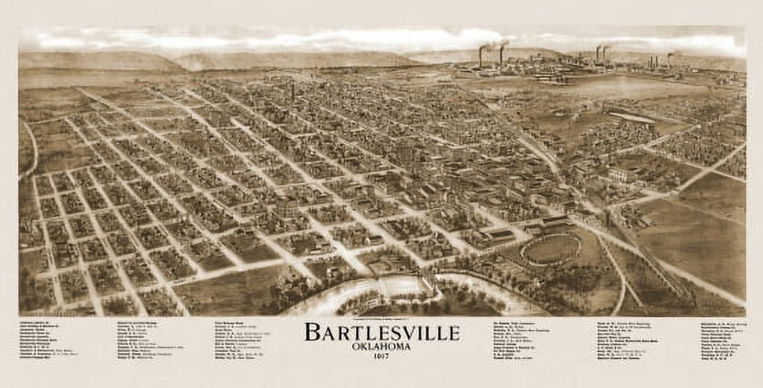 Historic Map of Bartlesville Oklahoma 1917 Osage County Canvas Art - (36 x 54)