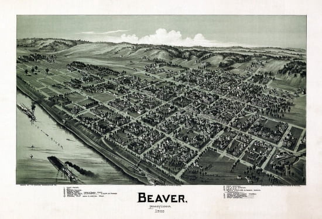Historic Map of Beaver Pennsylvania 1900 Beaver County Canvas Art - (18 x 24)
