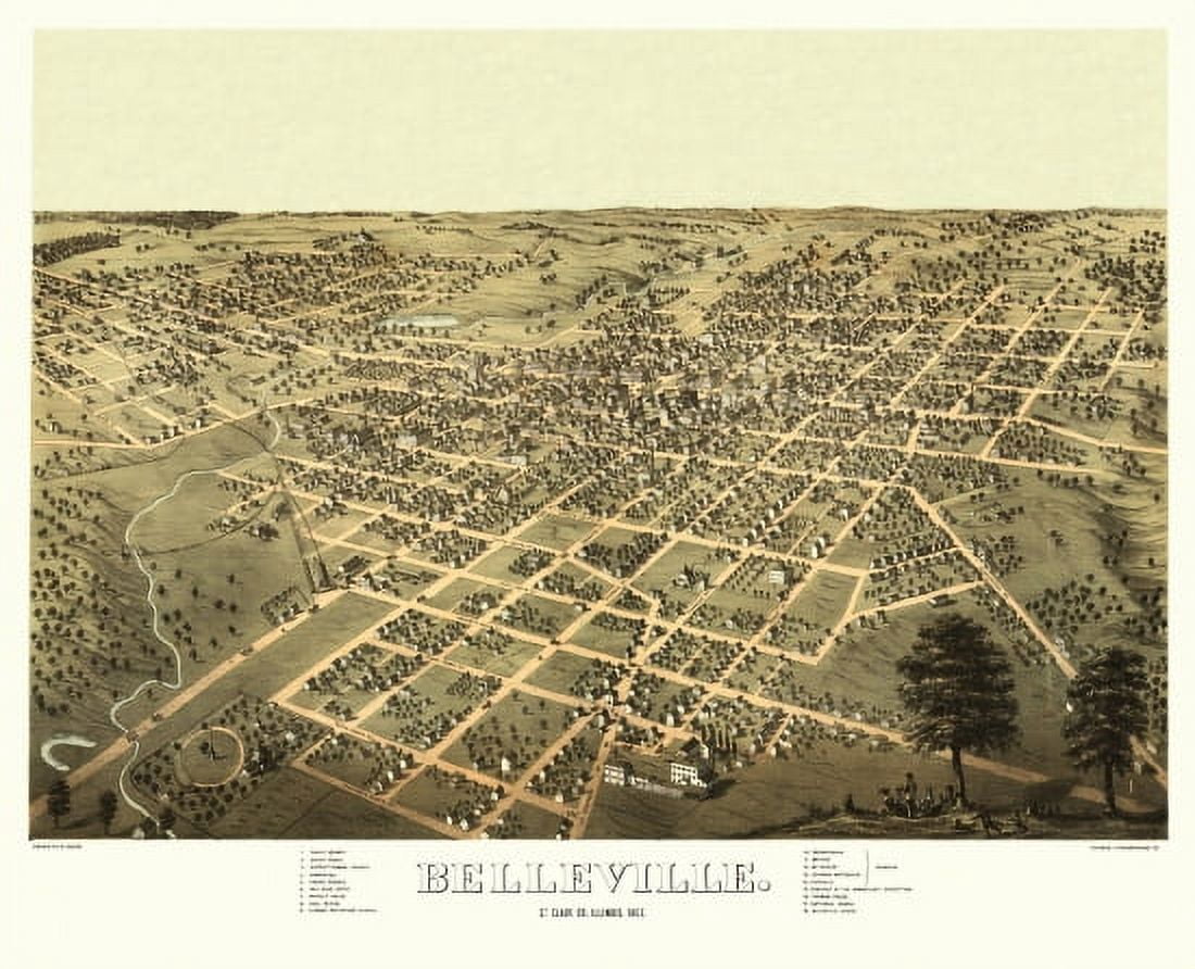 Historic Map of Belleville Illinois 1867 St Clair County Canvas Art -  (36 x 54)
