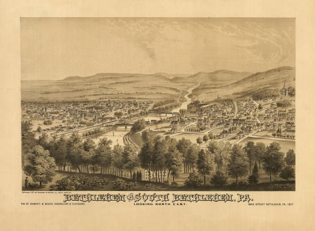 Historic Map of Bethlehem Pennsylvania 1877 Armstrong County Canvas Art - (36 x 54)